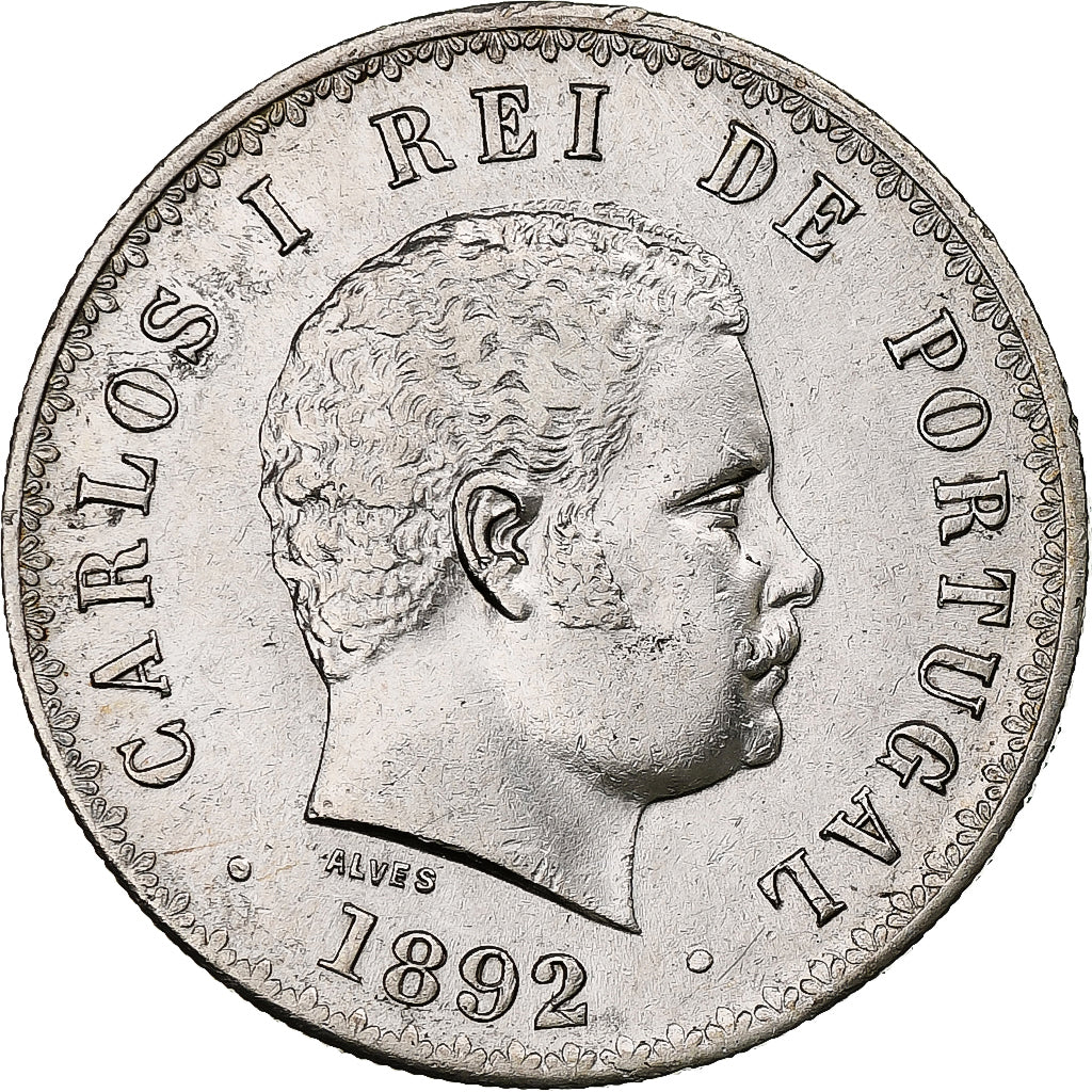 Portugal, Carlos I, 500 Reis, 1892, Lisbon, Silver, AU(50-53), KM:535