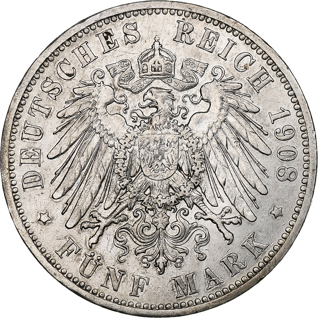 Kingdom of Prussia, Wilhelm II, 5 Mark, 1908, Berlin, Silver, EF(40-45), KM:523