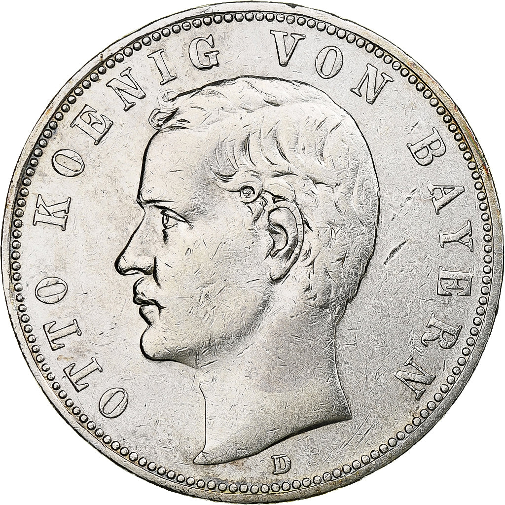 Germany, Kingdom of Bavaria, Otto, 5 Mark, 1908, Munich, Silver, EF(40-45)