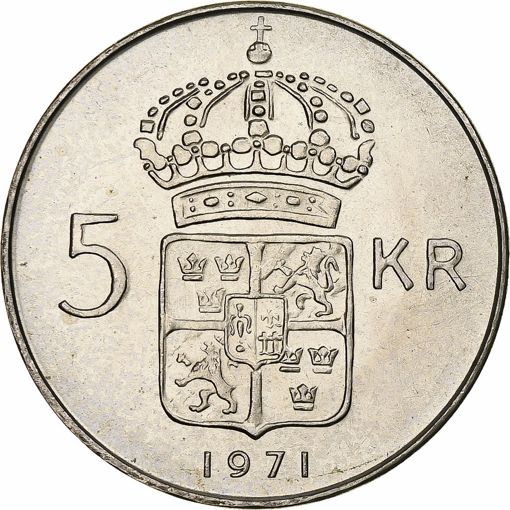 Sweden, Gustaf IV Adolf, 5 Kronor, 1971, Stockholm, Billon, MS(63), KM:829