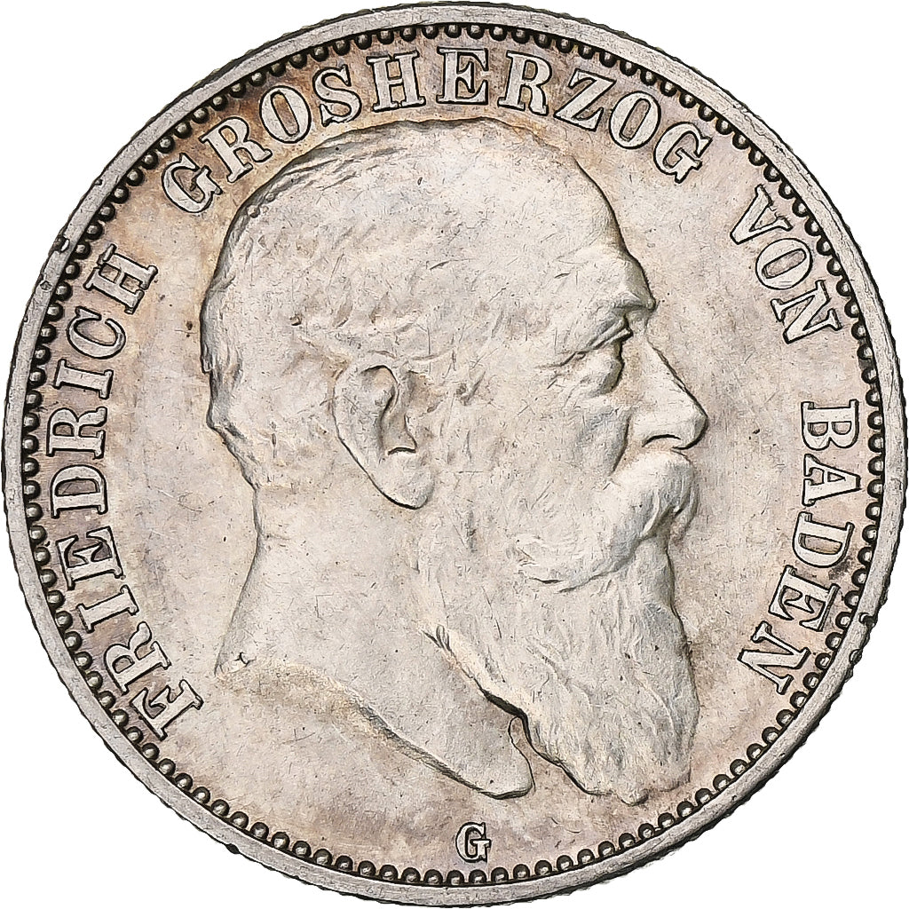 Germania, Grand-duchy of Baden, Friedrich I, 2 Mark, 1907, Karlsruhe, Argento