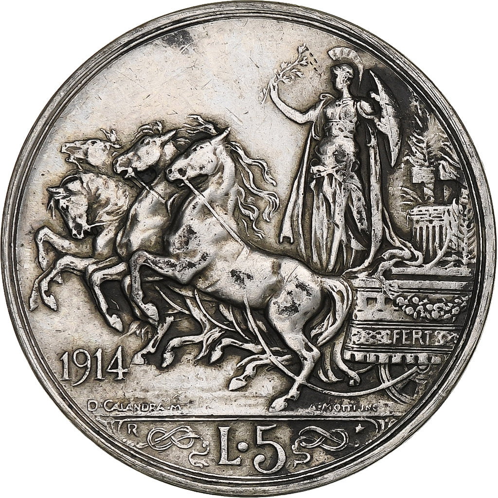 Italy, Vittorio Emanuele III, 5 Lire, 1914, Rome, Silver, EF(40-45), KM:69