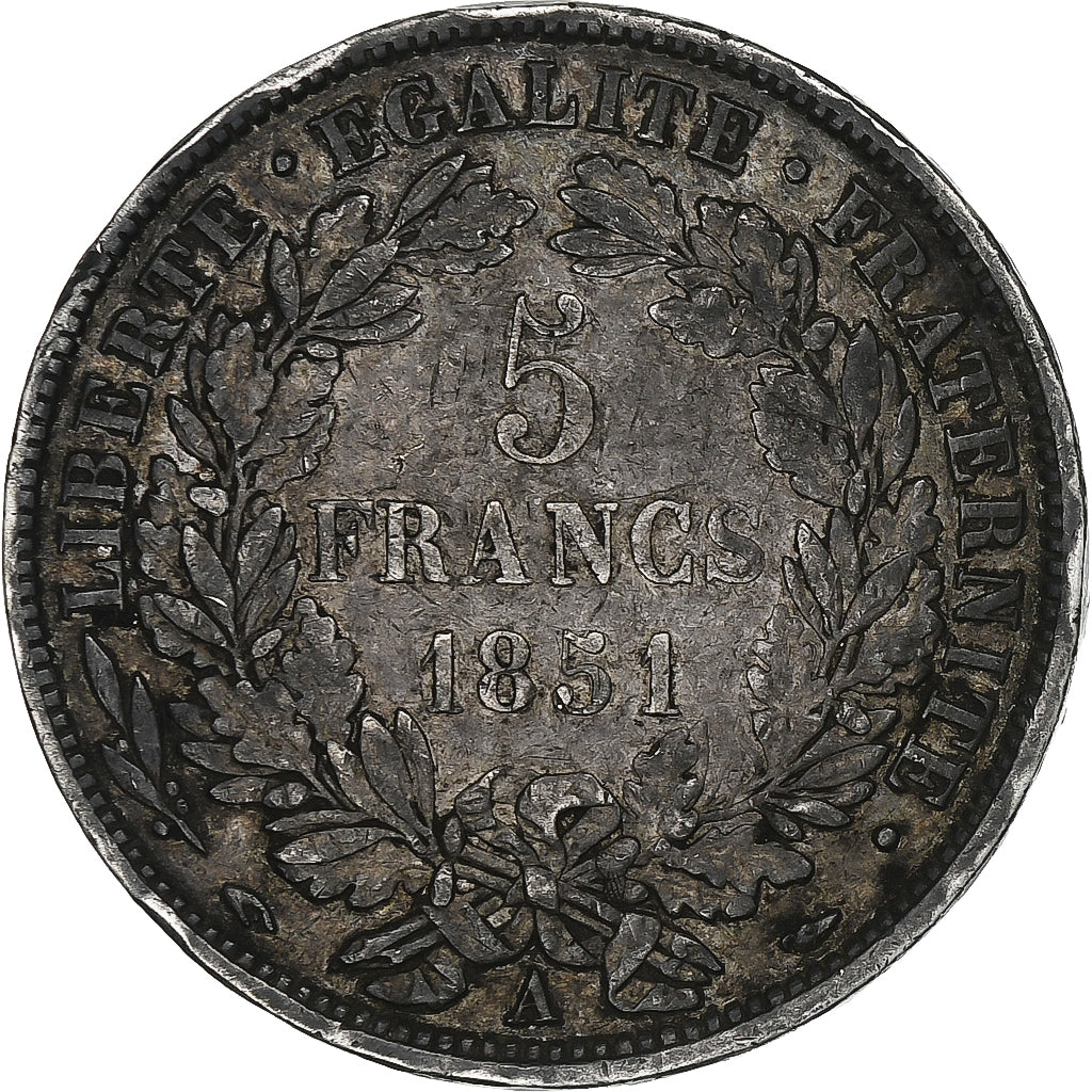Francia, 5 Francs, Cérès, 1851, Paris, Argento, BB, Gadoury:719, KM:761.1