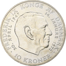 Denmark, Margrethe II, 10 Kroner, 1972, Copenhagen, Silver, MS(60-62), KM:858