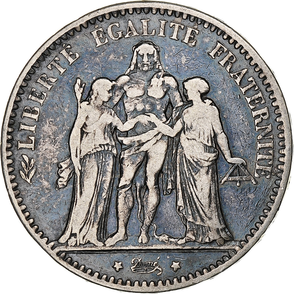 France, 5 Francs, Hercule, 1876, Paris, Silver, VF(30-35), Gadoury:745a