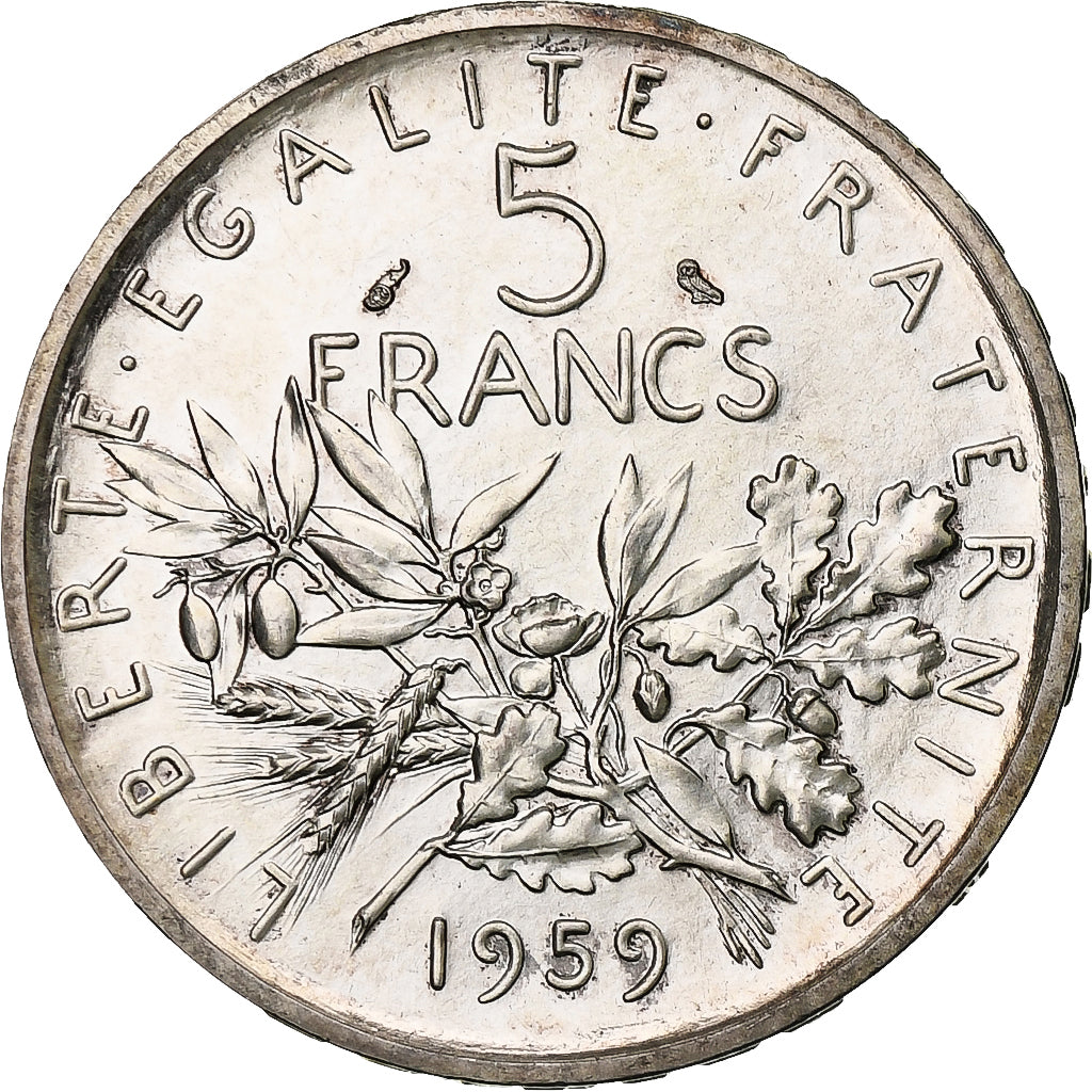 France, 5 Francs, Semeuse, 1959, Paris, ESSAI, Silver, MS(63), Gadoury:770