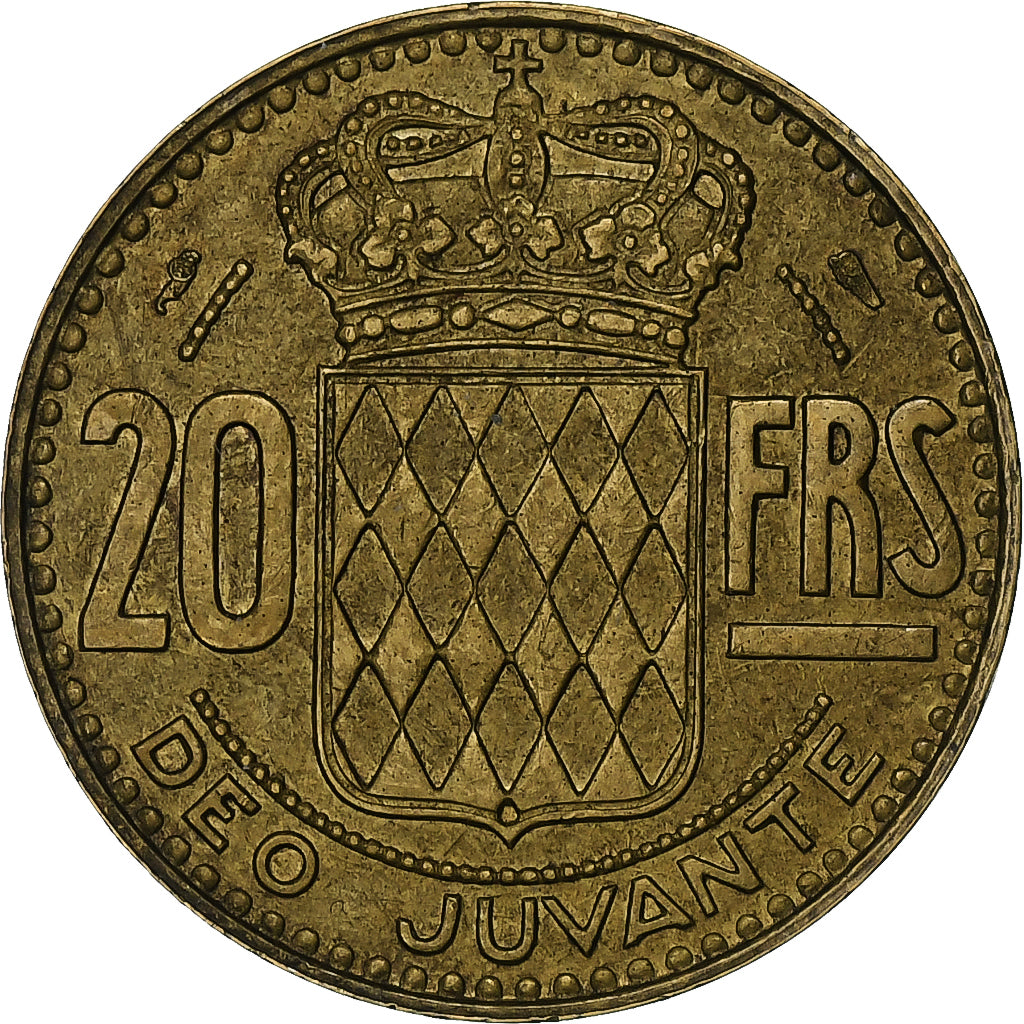 Monaco, Rainier III, 20 Francs, 1950, Monnaie de Paris, Brązal, AU(50-53)