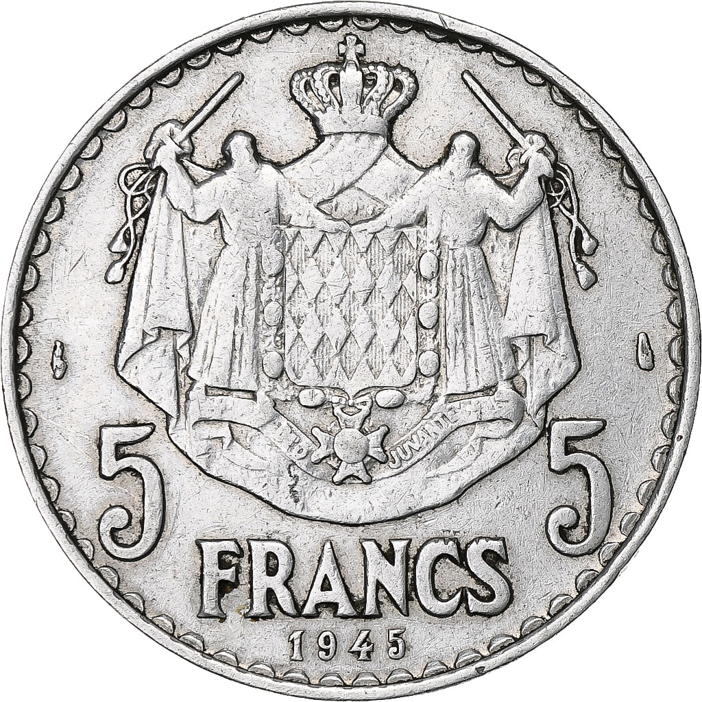 Monaco, Louis II, 5 Francs, 1945, Monnaie de Paris, Alluminio, BB
