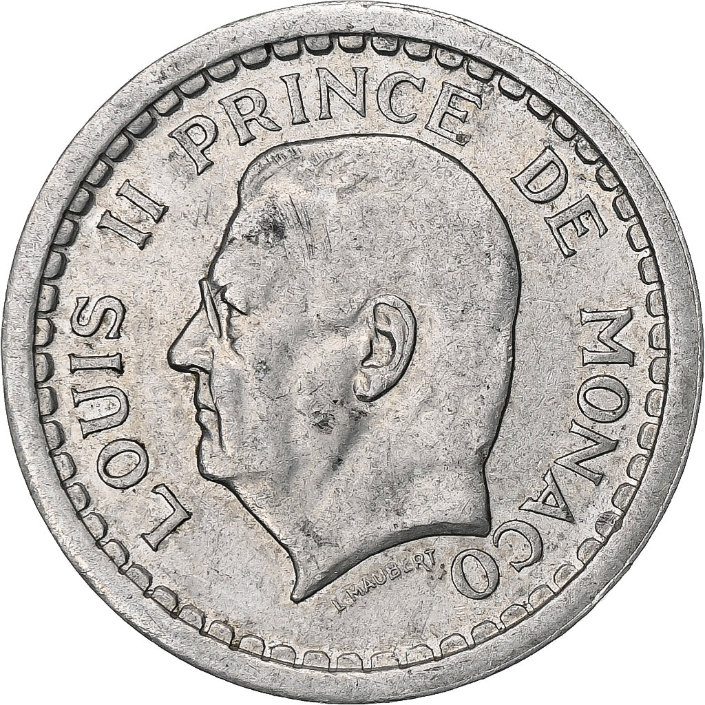 Monaco, Louis II, 2 Francs, Undated (1943), Monnaie de Paris, Aluminum