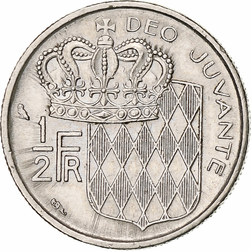 Monaco, Rainier III, 1/2 Franc, 1965, Monnaie de Paris, Nickel, AU(50-53)
