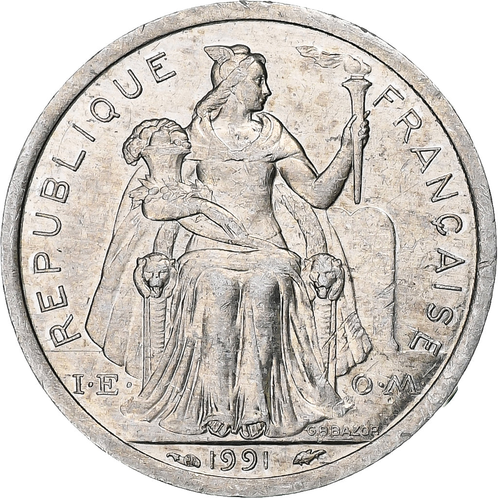 Polynésie française, Franc, 1991, Monnaie de Paris, Aluminium, TTB+