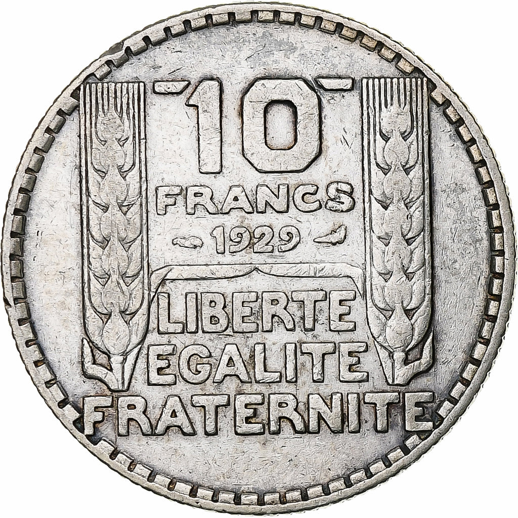 França, 10 Francs, Turin, 1929, Paris, Prata, EF(40-45), Gadoury:801, KM:878