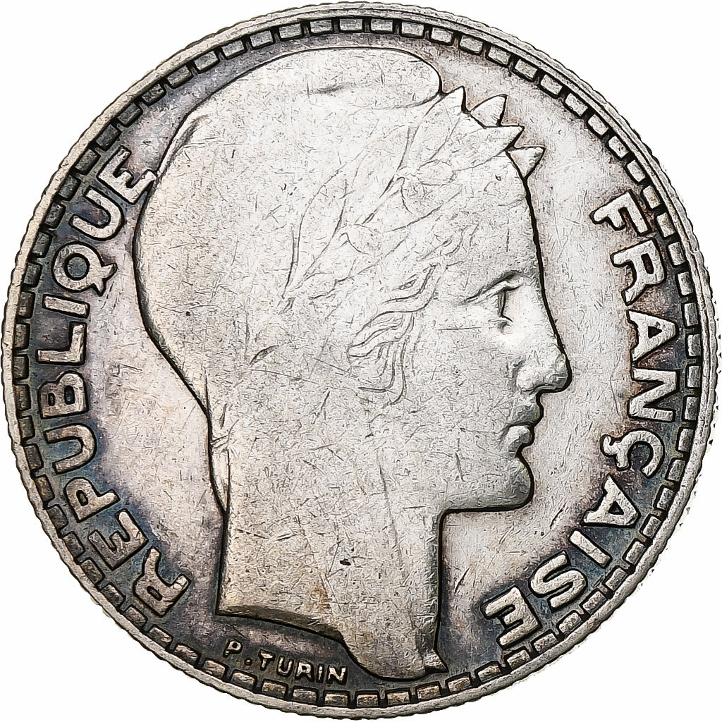Francia, 10 Francs, Turin, 1932, Paris, Plata, BC+, Gadoury:801, KM:878