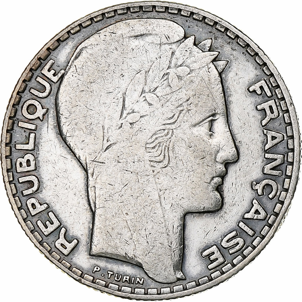 Francia, 10 Francs, Turin, 1932, Paris, Plata, BC+, Gadoury:801, KM:878