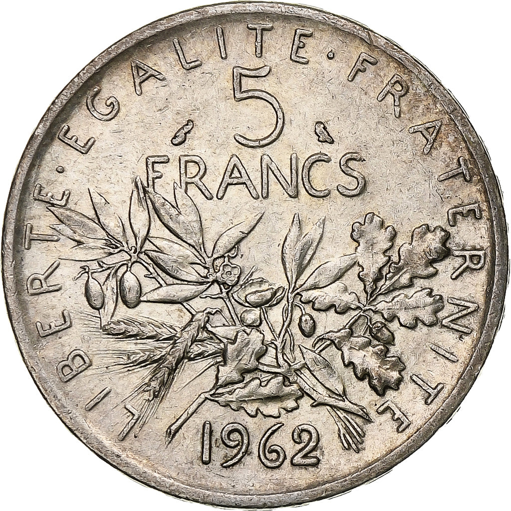 França, 5 Francs, Semeuse, 1962, Paris, Prata, EF(40-45), Gadoury:770, KM:925.1