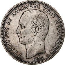 Greece, George I, 5 Drachmai, 1876, Paris, Silver, VF(30-35), KM:46
