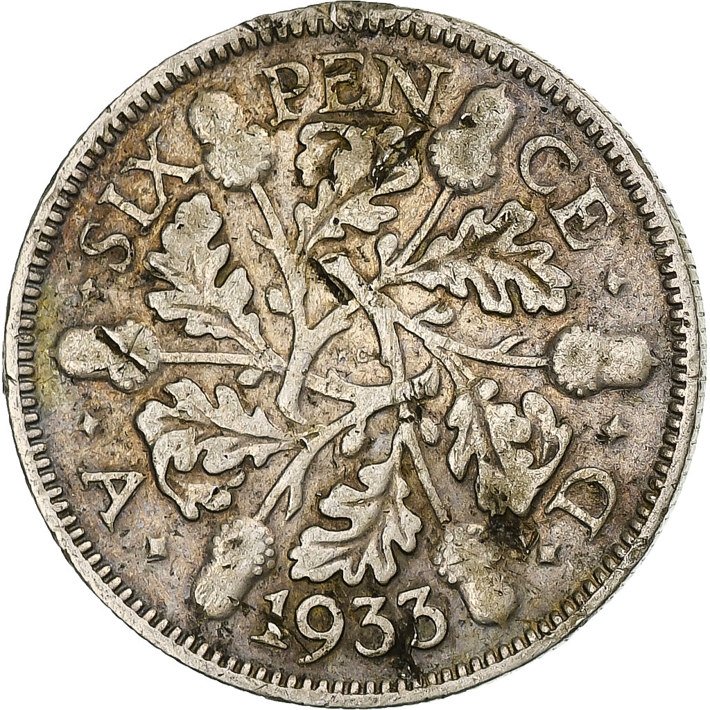 Reino Unido, George V, 6 Pence, 1933, London, Prata, VF(20-25), KM:832
