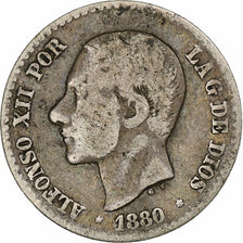 Spain, Alfonso XII, 50 Centimos, 1880, Madrid, Silver, VF(20-25), KM:685