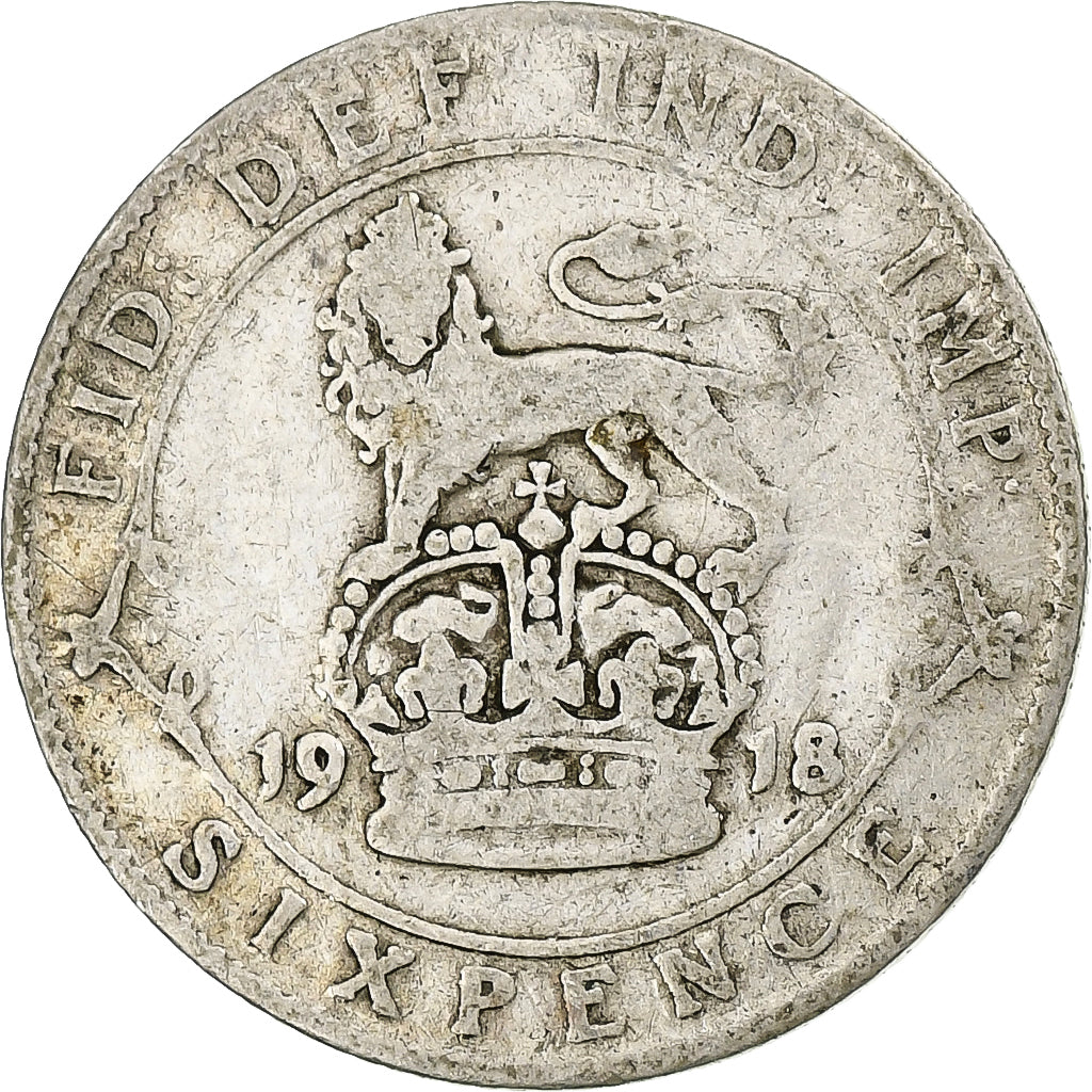 Reino Unido, George V, 6 Pence, 1918, London, Prata, VF(20-25), KM:815