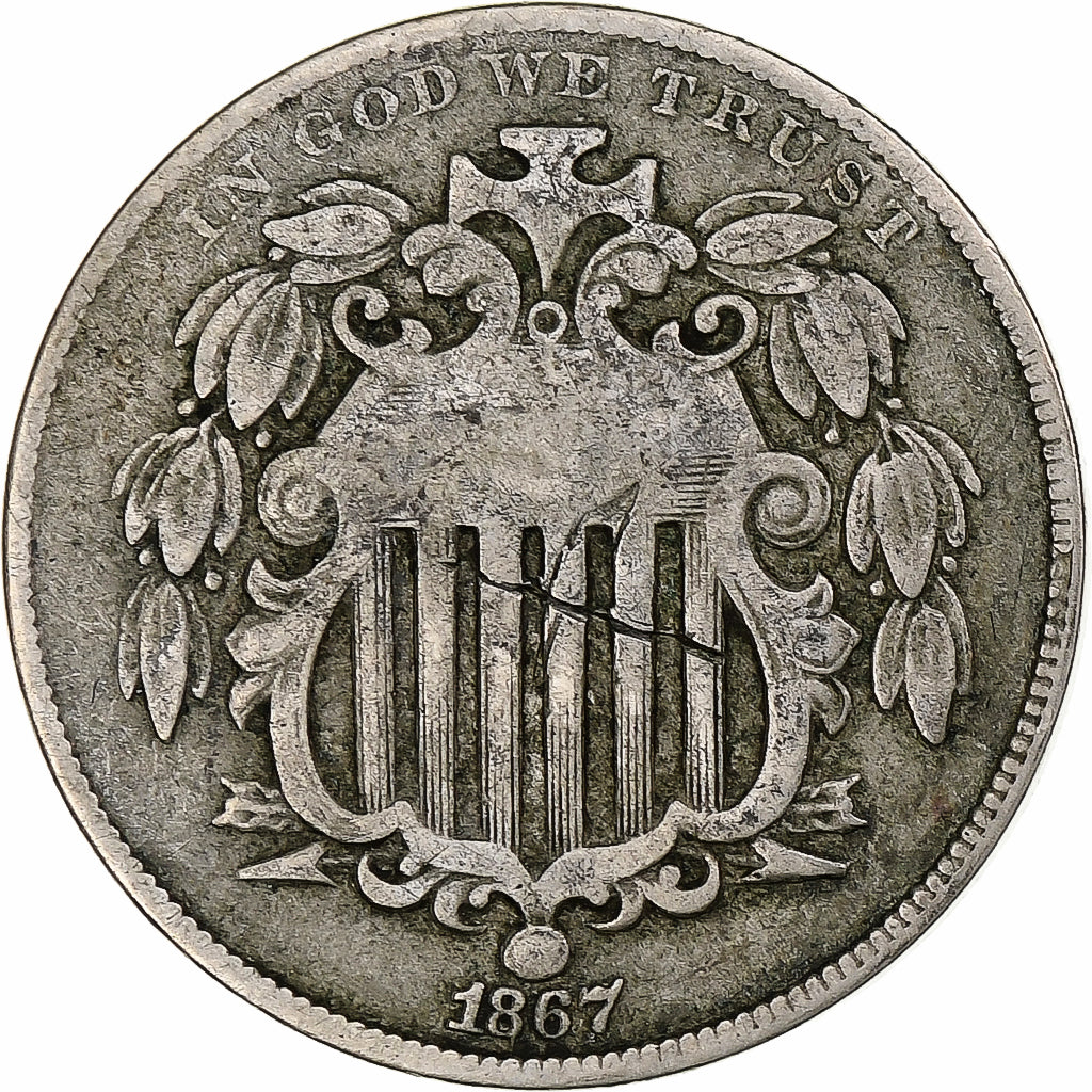 Stati Uniti, 5 Cents, 1867, Philadelphia, Nichel, MB, KM:96