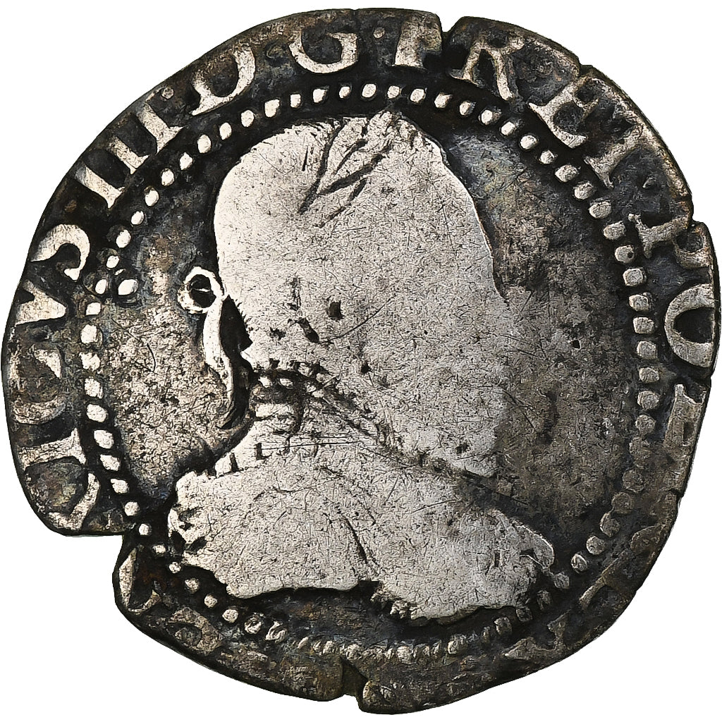 Francja, Henri III, 1/4 Franc, 1583, Poitiers, Srebro, VF(20-25), KM:479