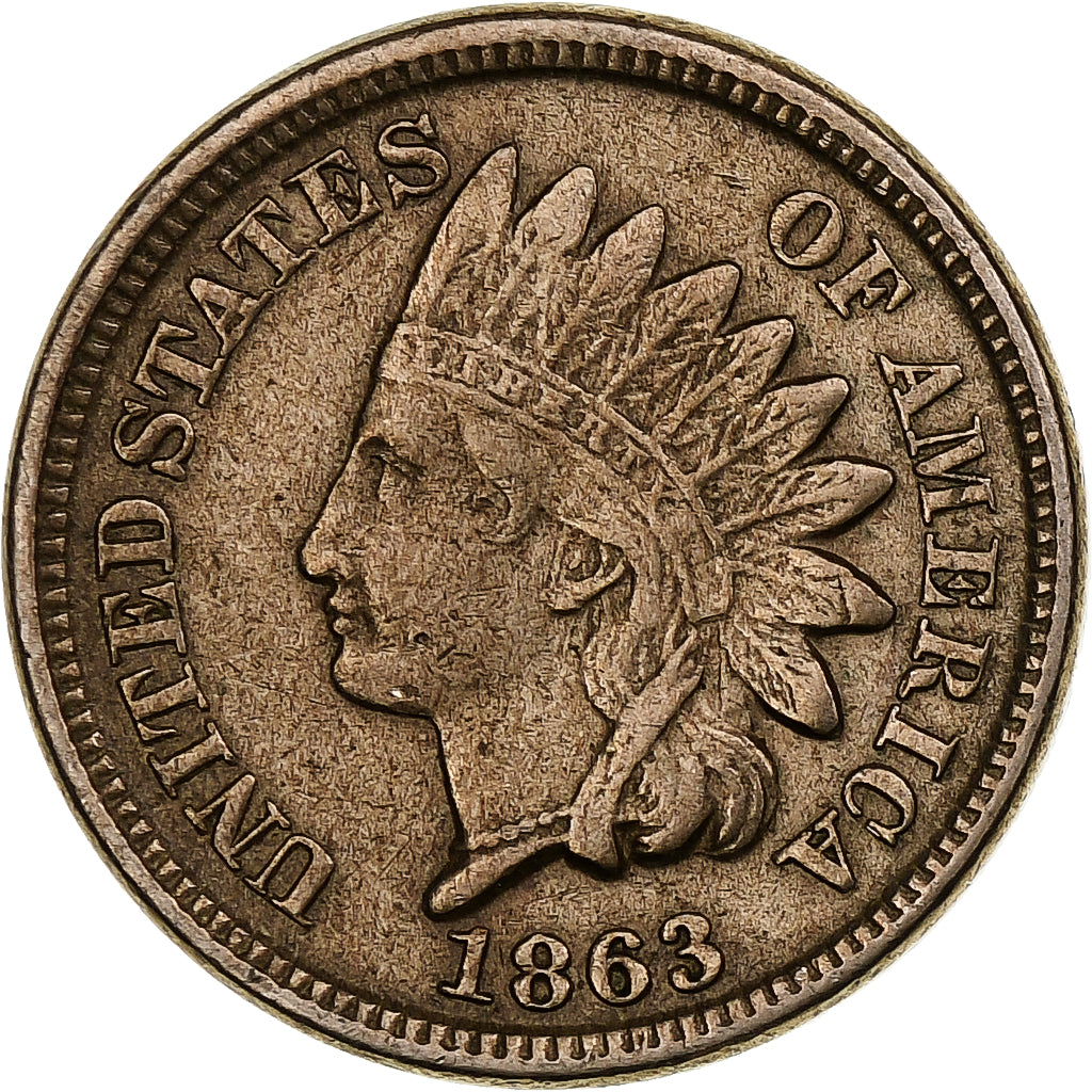 United States, Cent, Indian Head, 1863, Philadelphia, Copper-nickel, EF(40-45)
