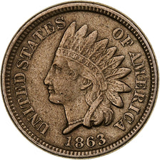 United States, Cent, Indian Head, 1863, Philadelphia, Copper-nickel, EF(40-45)