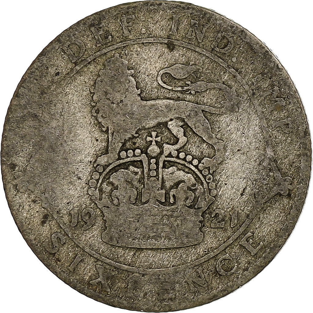 Verenigd Koninkrijk, George V, 6 Pence, 1921, London, Zilver, FR, KM:815a.1