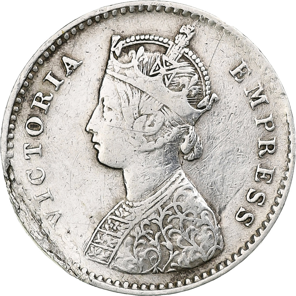 INDIA - BRITANNICA, Victoria, 2 Annas, 1882, Bombay, Argento, MB+, KM:488