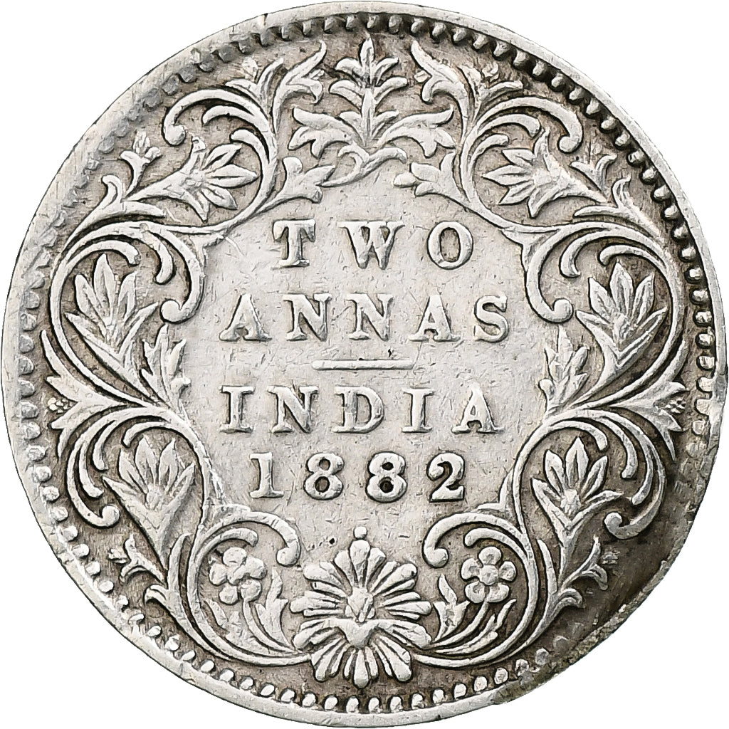 INDIA - BRITANNICA, Victoria, 2 Annas, 1882, Bombay, Argento, MB+, KM:488
