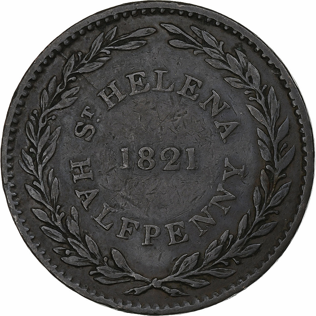 Saint Helena, Halfpenny Token, George IV, 1821, Copper, VF(30-35)