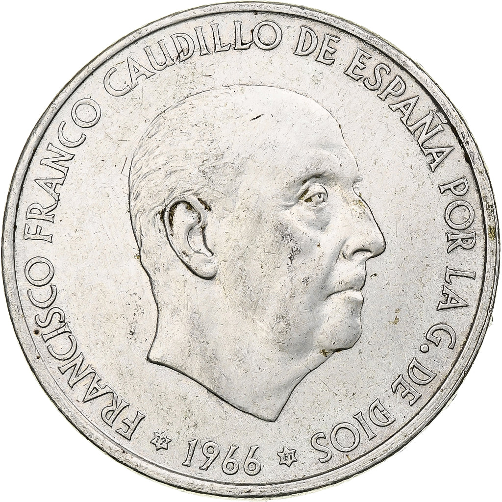 Spagna, Francisco Franco, 100 Pesetas, 1967, Madrid, Argento, BB+, KM:797
