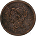 France, Cent, Braided Hair, 1851, Philadelphia, Copper, VF(30-35), KM:67