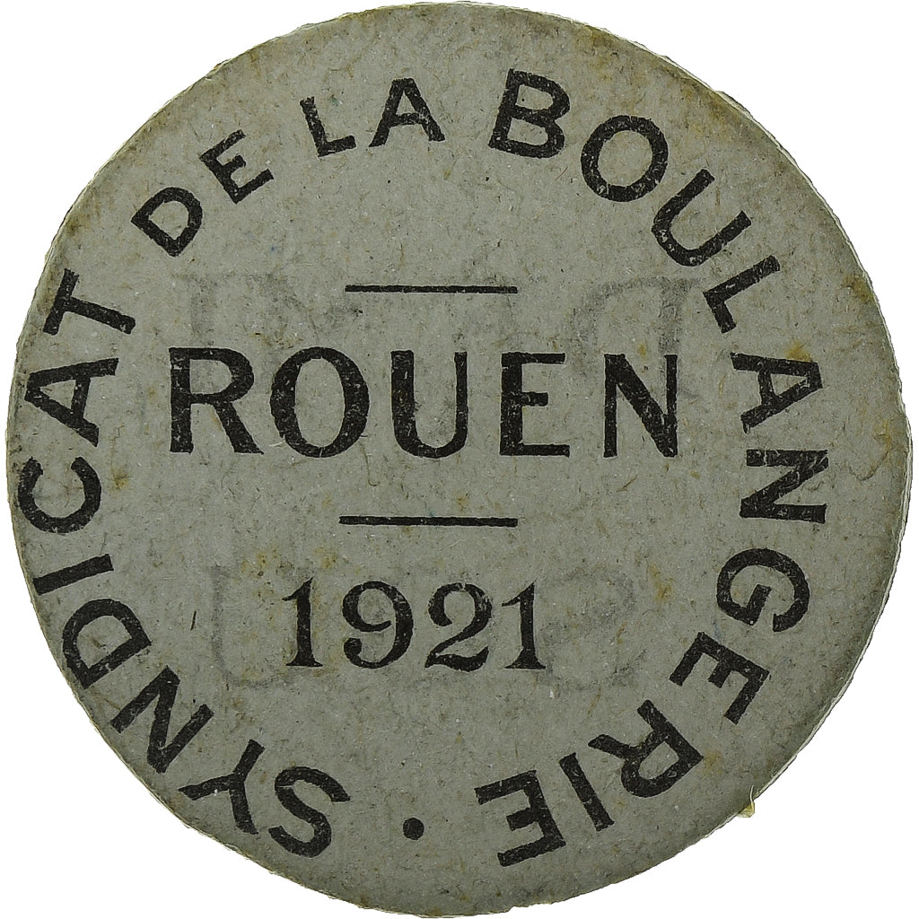 Francia, Demi sou, Syndicat de la boulangerie, Rouen, 1921, Cardboard, BB