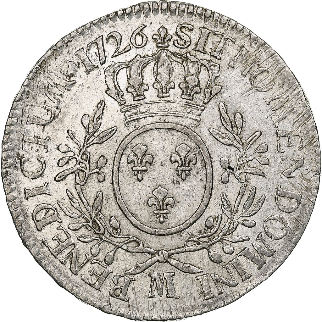França, Louis XV, Ecu aux branches d'olivier, 1726, Toulouse, Prata, EF(40-45)