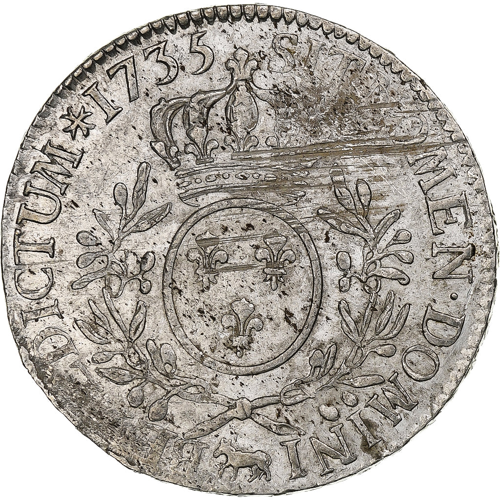 Frankrijk, Louis XV, Écu de Béarn aux branches d'olivier, 1735, Pau, Zilver