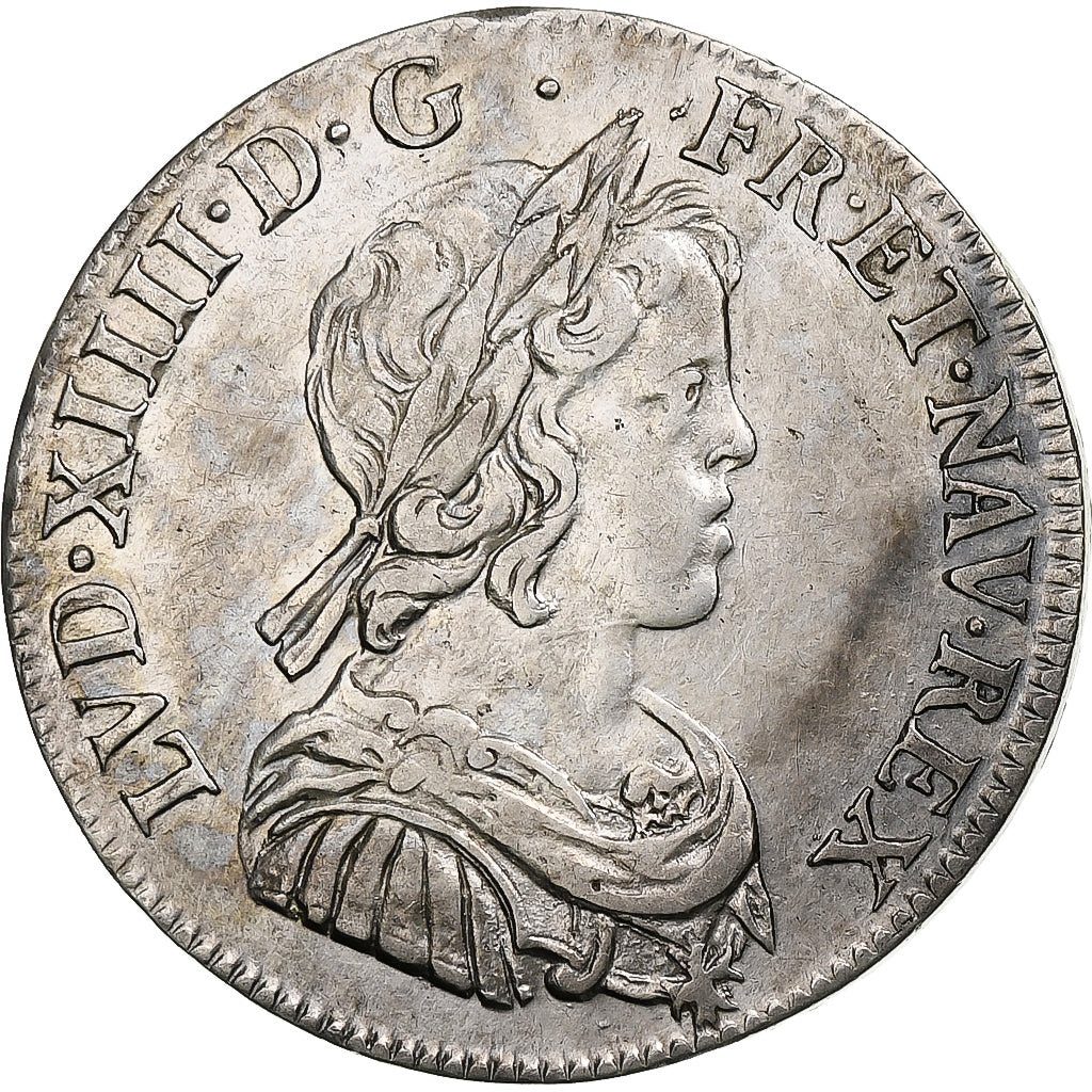 France, Louis XIV, 1/4 Écu à la mèche courte, 1644, Paris, rose, Silver