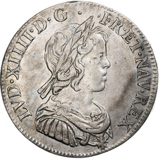 France, Louis XIV, 1/4 Écu à la mèche courte, 1644, Paris, rose, Silver