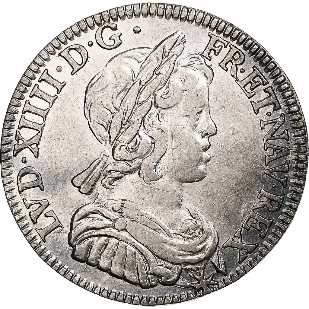 França, Louis XIV, 1/4 Écu à la mèche courte, 1644, Paris, Point, Prata