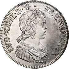 France, Louis XIV, 1/4 Écu à la mèche courte, 1644, Paris, rose, Silver