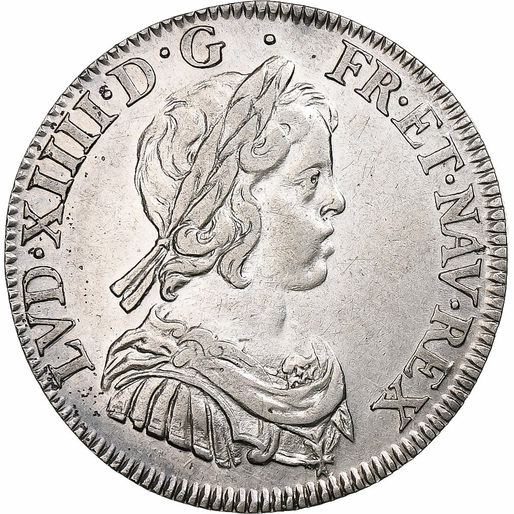 França, Louis XIV, 1/4 Écu à la mèche courte, 1644, Paris, rose, Prata