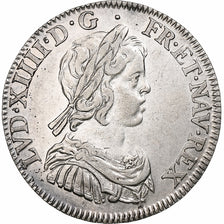 France, Louis XIV, 1/4 Écu à la mèche courte, 1644, Paris, rose, Silver