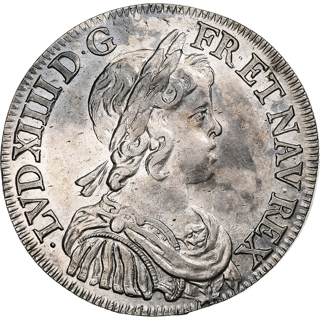 França, Louis XIV, 1/2 Écu à la mèche courte, 1644, Paris, Point, Prata