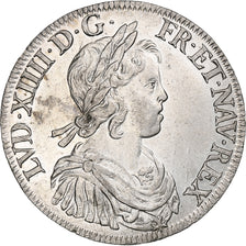 France, Louis XIV, Écu à la mèche courte, 1644, Paris, rose, Silver