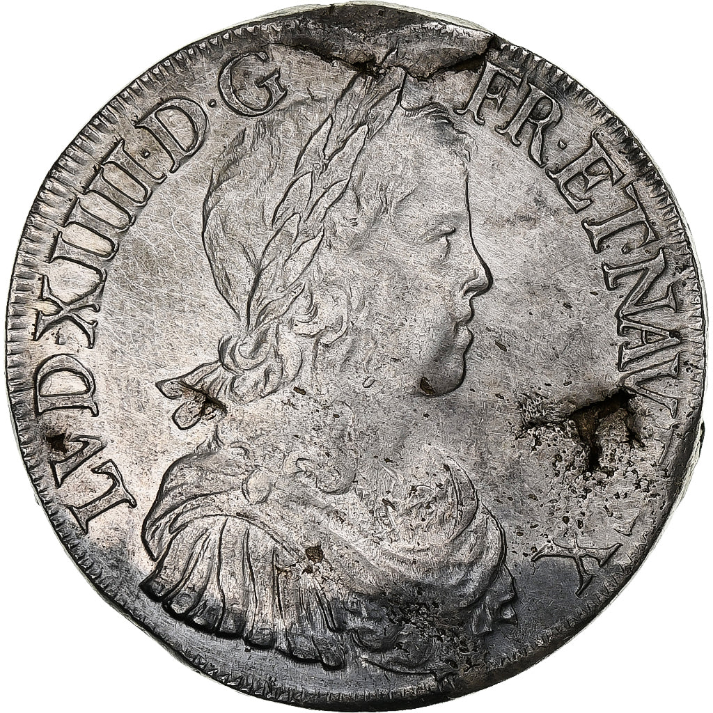 França, Louis XIV, Écu à la mèche longue, 1648, Poitiers, Prata, EF(40-45)