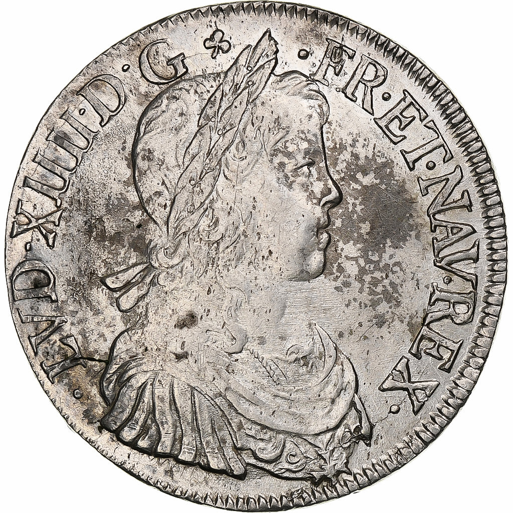 Francja, Louis XIV, Écu à la mèche longue, 1649, Montpellier, Srebro