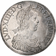 France, Louis XIV, Écu à la mèche longue, 1651, Paris, Silver, AU(50-53)