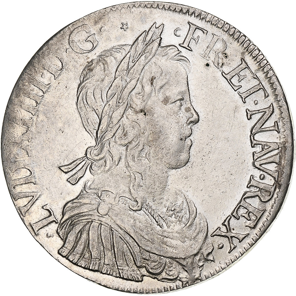 França, Louis XIV, Écu à la mèche longue, 1651, Troyes, Prata, EF(40-45)