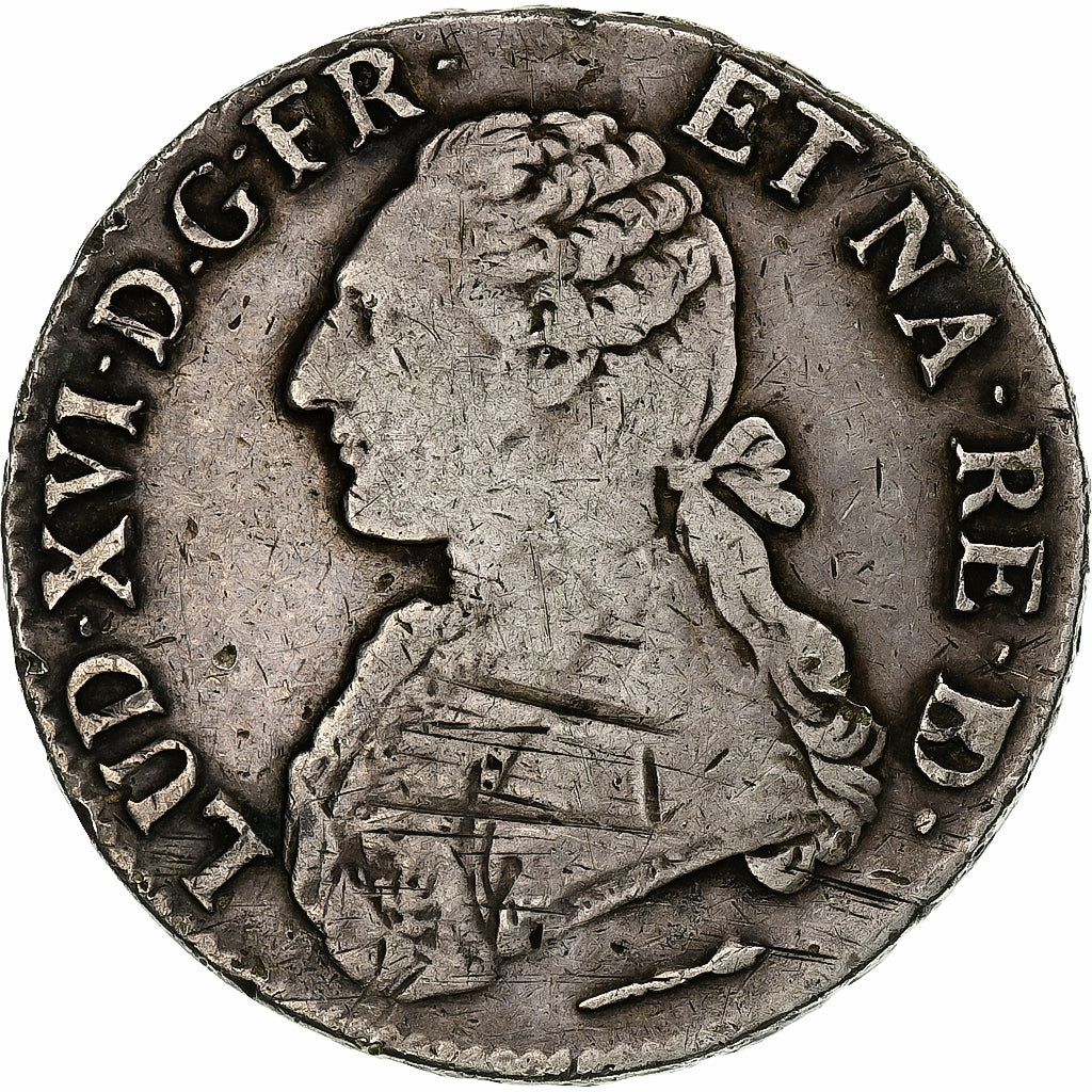 Francia, Louis XVI, Écu de Béarn aux branches d'olivier, 1785, Pau, Argento