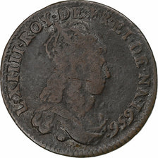 France, Louis XIV, Liard, 1656, Limoges, Copper, VF(30-35), Gadoury:80